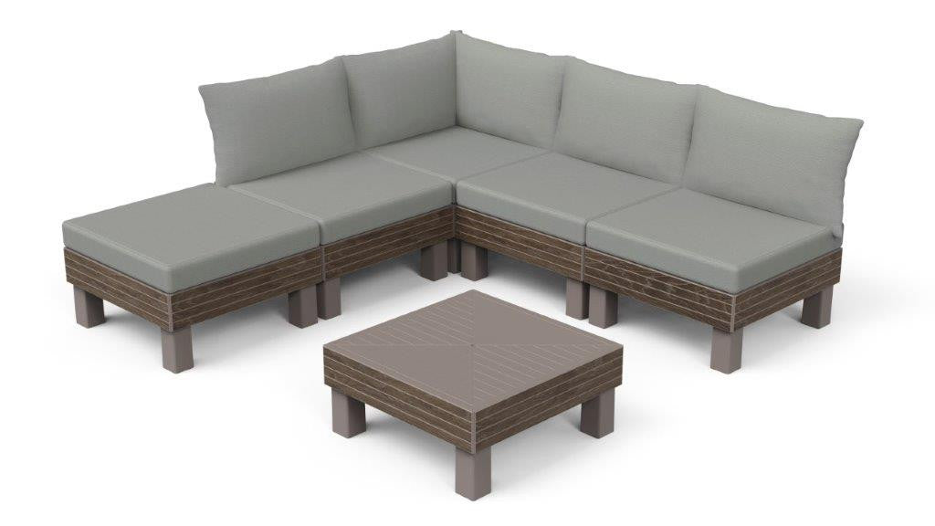 Keter Elements 5 személyes moduláris kerti bútor szett walnut