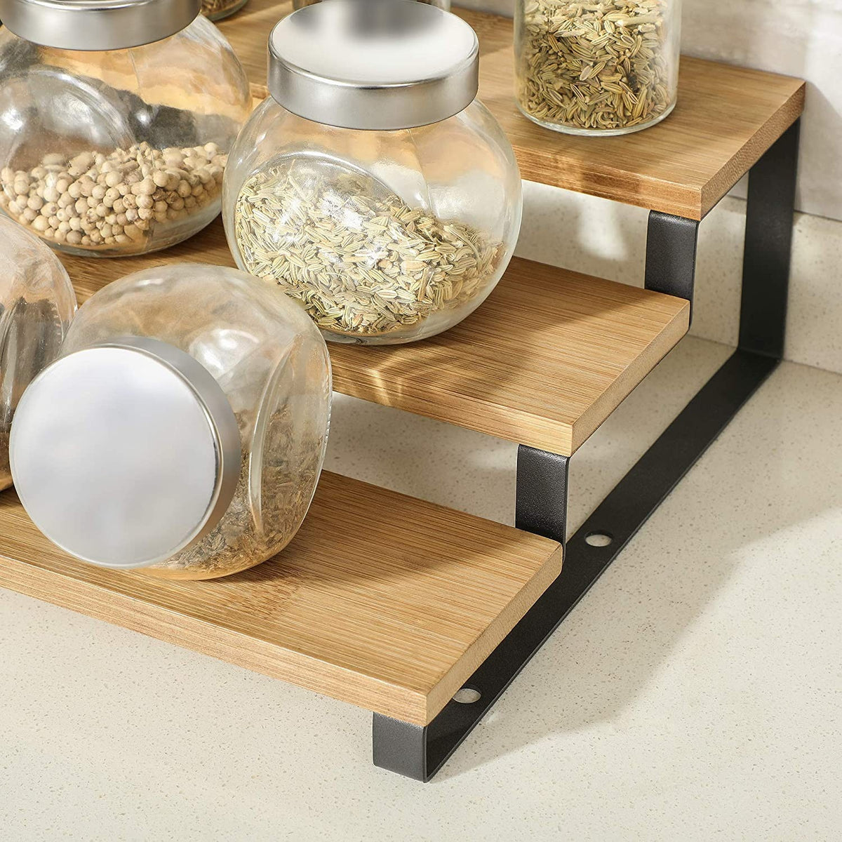 Bambusz fűszertartó 2 darabos szett, 3 szint, fekete 32x24x11/9cm-6