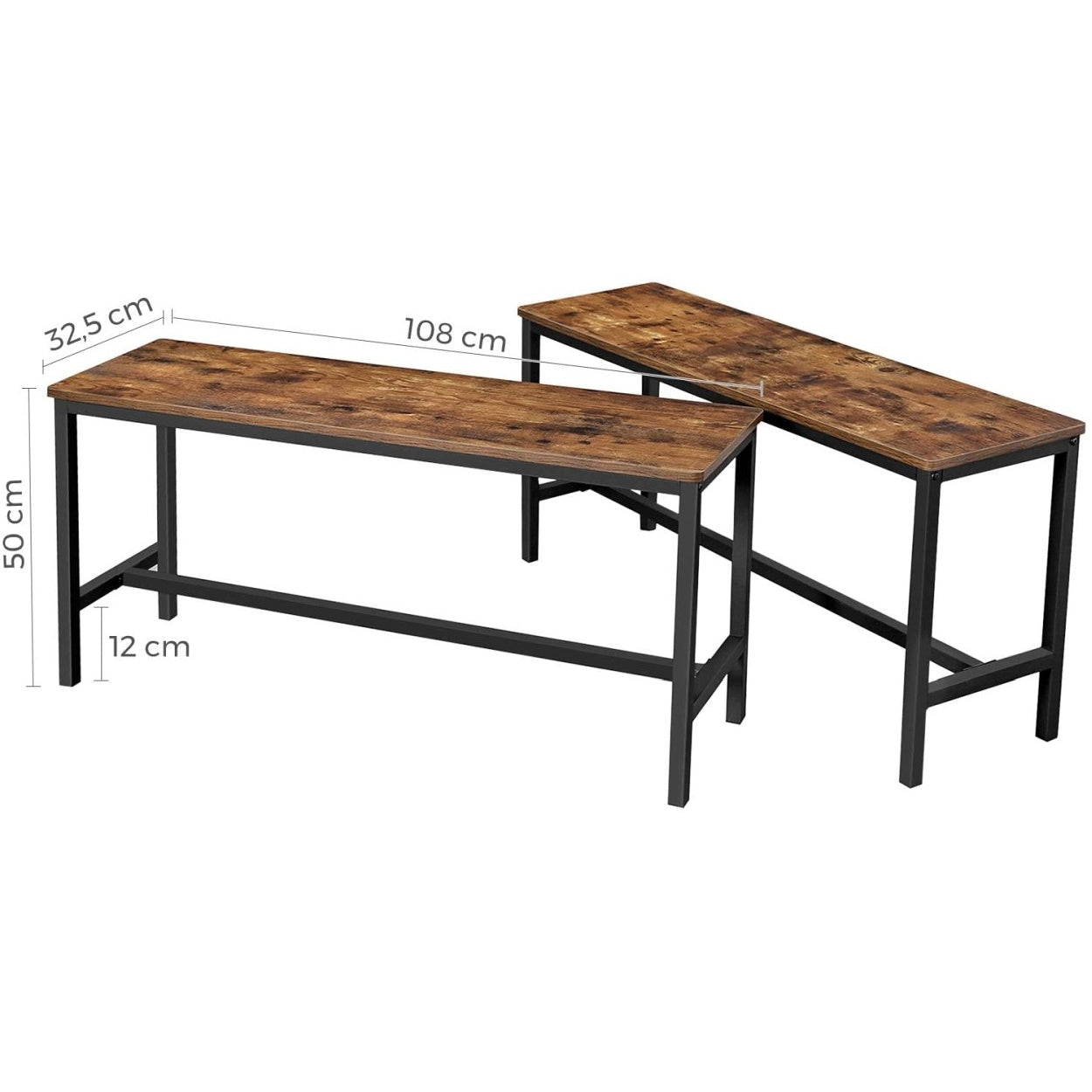 Konyhai ülőpad 2db, rusztikus barna 108x33x50cm-2