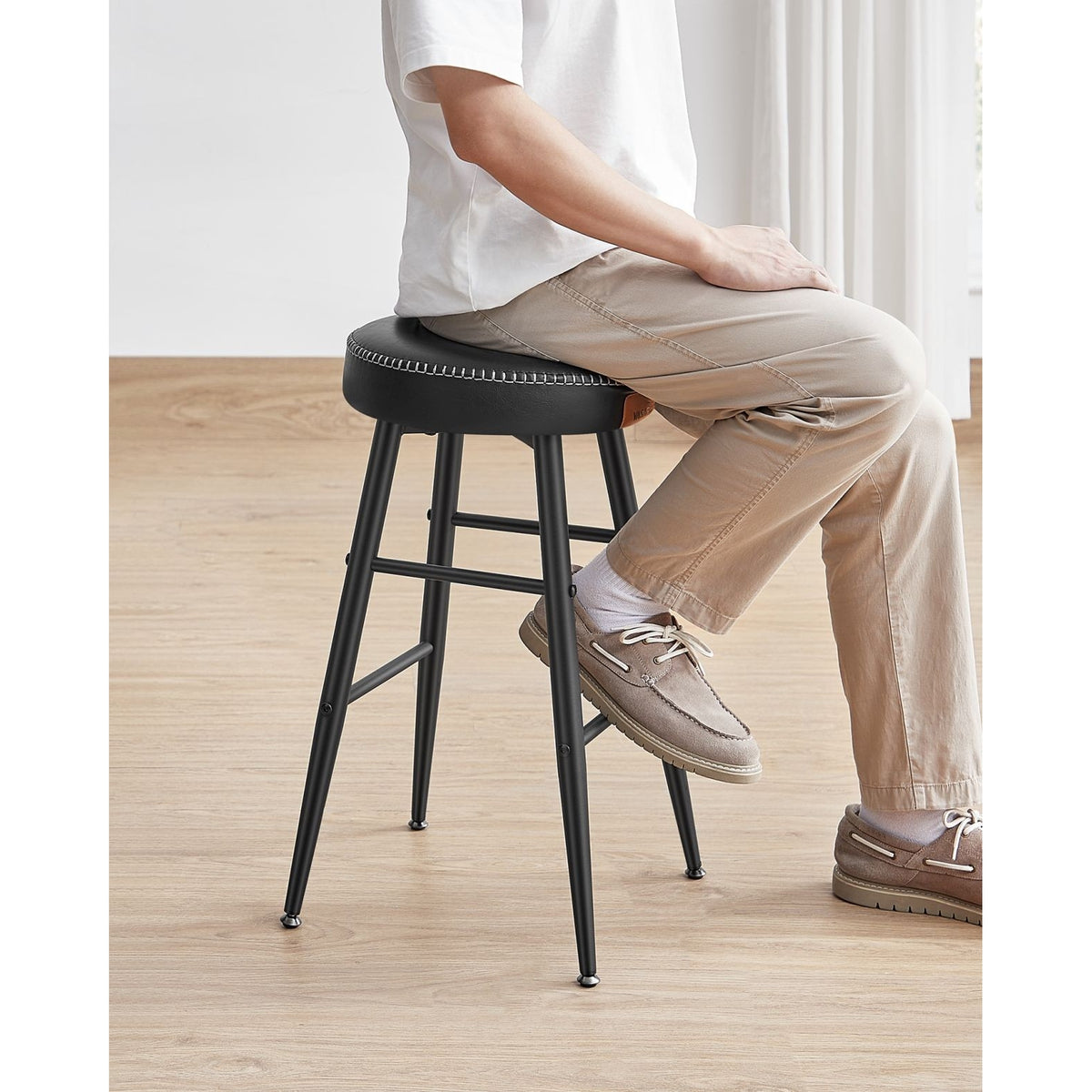 ECHO Bárszék 2 db, varrott műbőr borítás, 63 cm magas, fekete-7