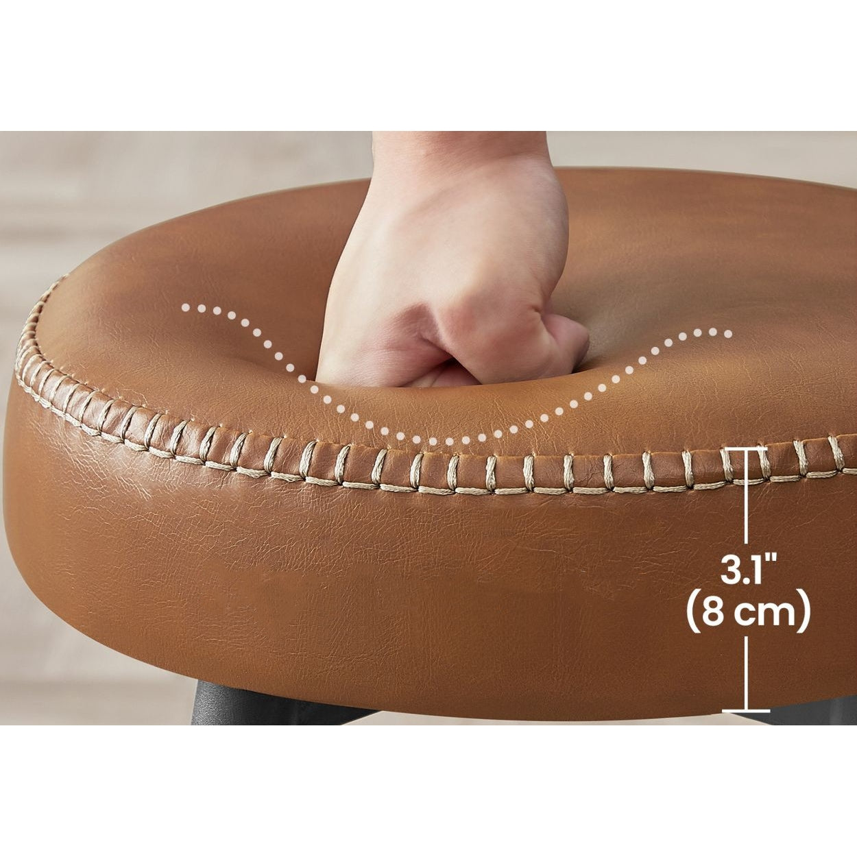 ECHO Bárszék 2 db, varrott műbőr borítás, barna, 63 cm magas-6
