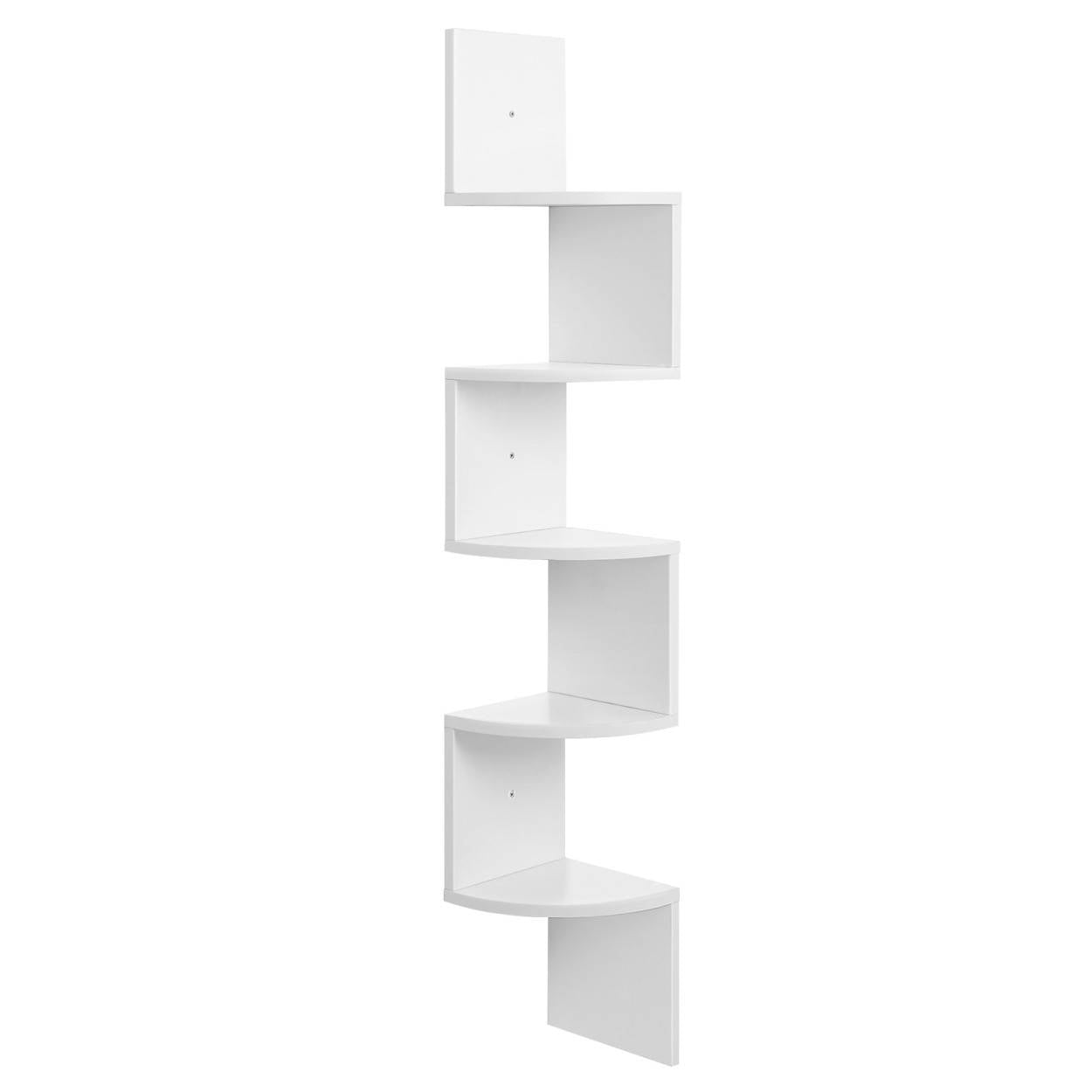 Zigzag sarokpolc 5 szintes fali polc, fehér 20x20x127cm-8