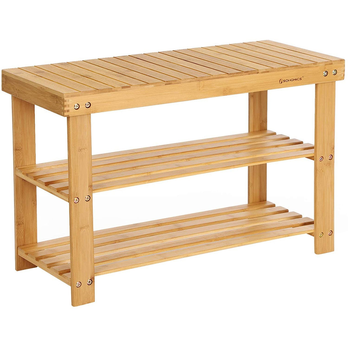 Bambusz cipőtároló polc 3 szintes, natúr 70x28x45cm-1