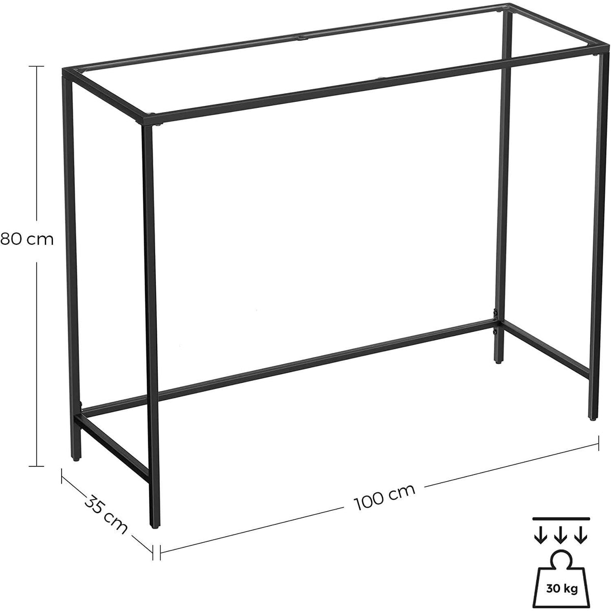 Konzolasztal edzett üveglappal, fekete 100x35x80cm-2