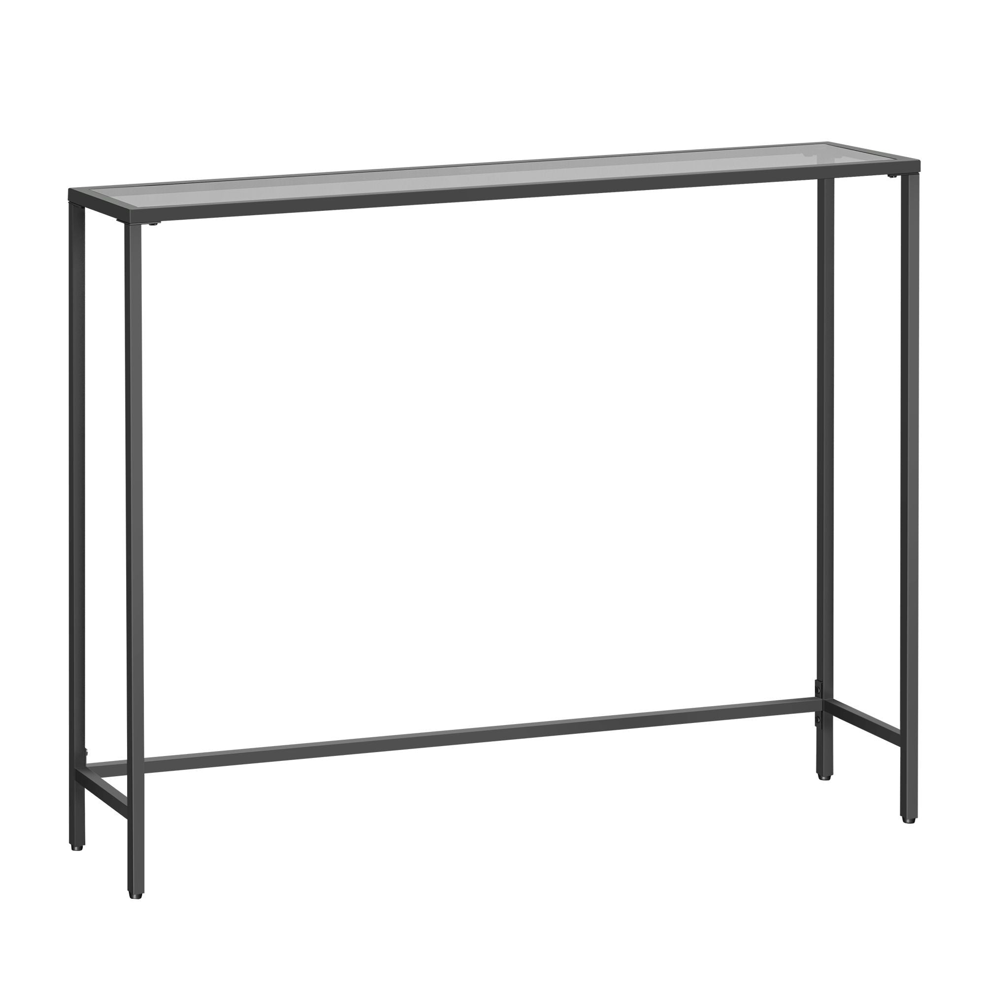 Konzolasztal edzett üveglappal, fekete 100x20x80cm-7