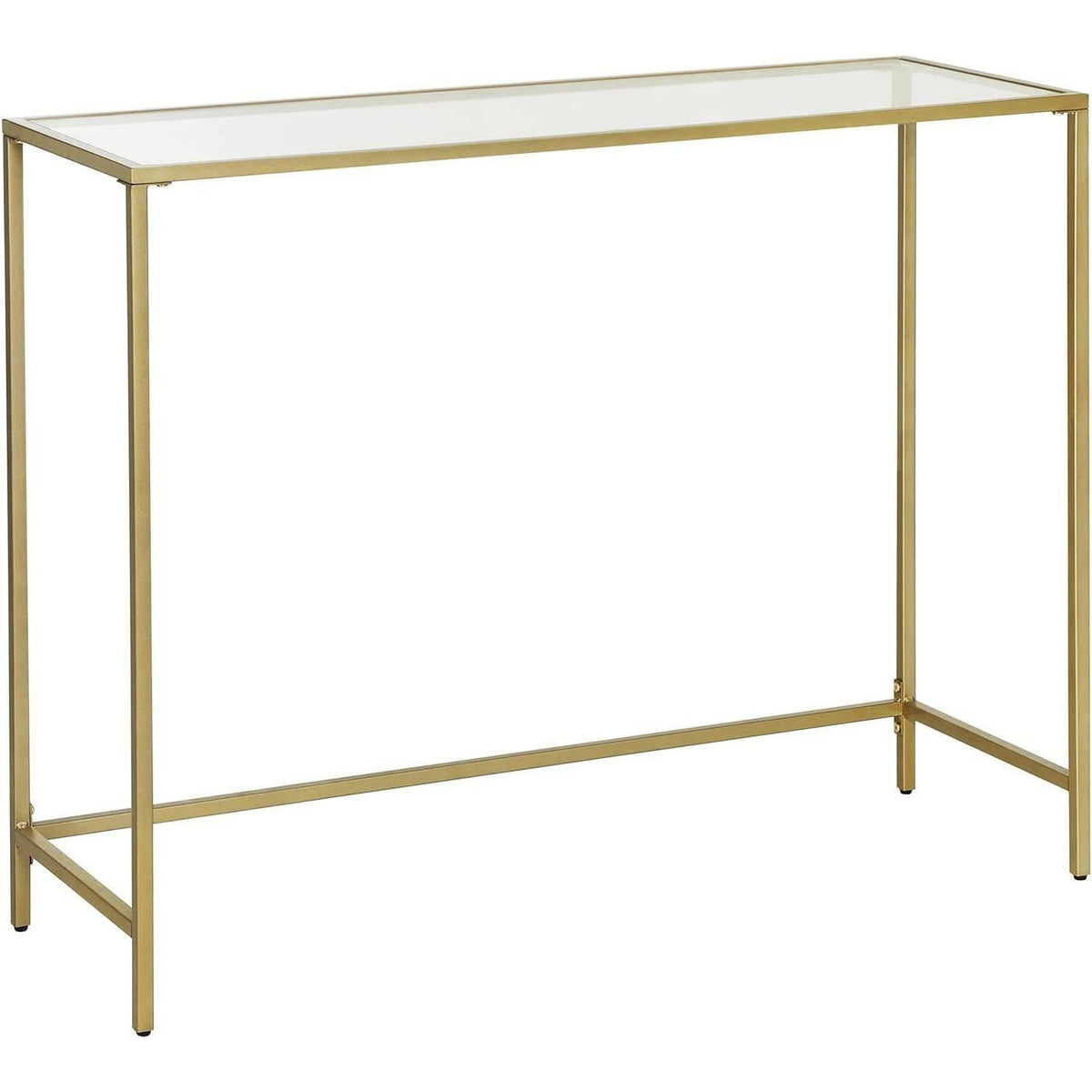 Konzolasztal fém vázzal edzett üveglappal, arany 100x35x80cm-0