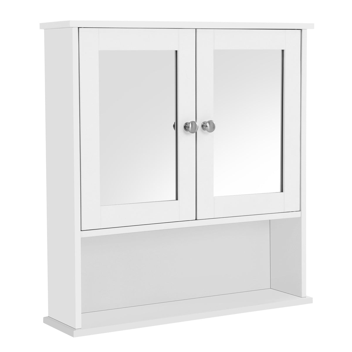 Fali tükrös fürdőszoba szekrény, fehér 56x13x58cm-4