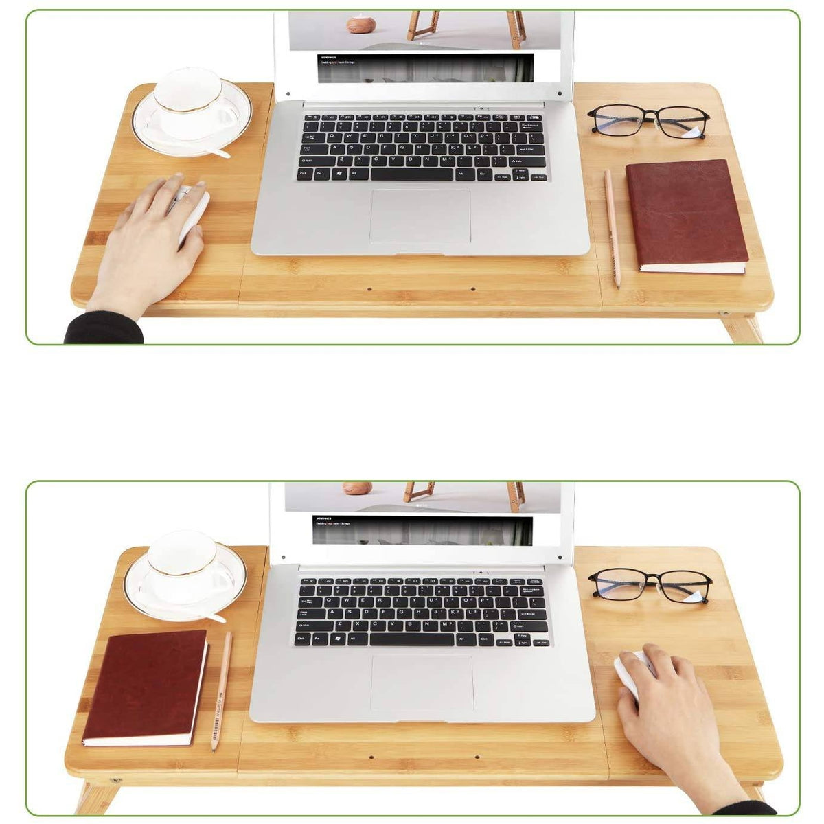 Bambusz laptop asztal állítható magasság 71x35cm-7