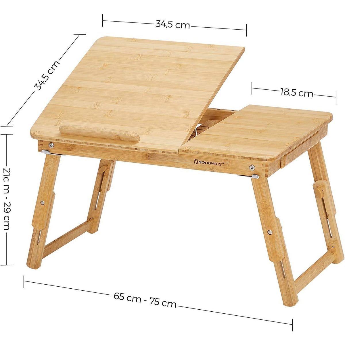 Bambusz laptop asztal állítható magasság 55x35cm-2