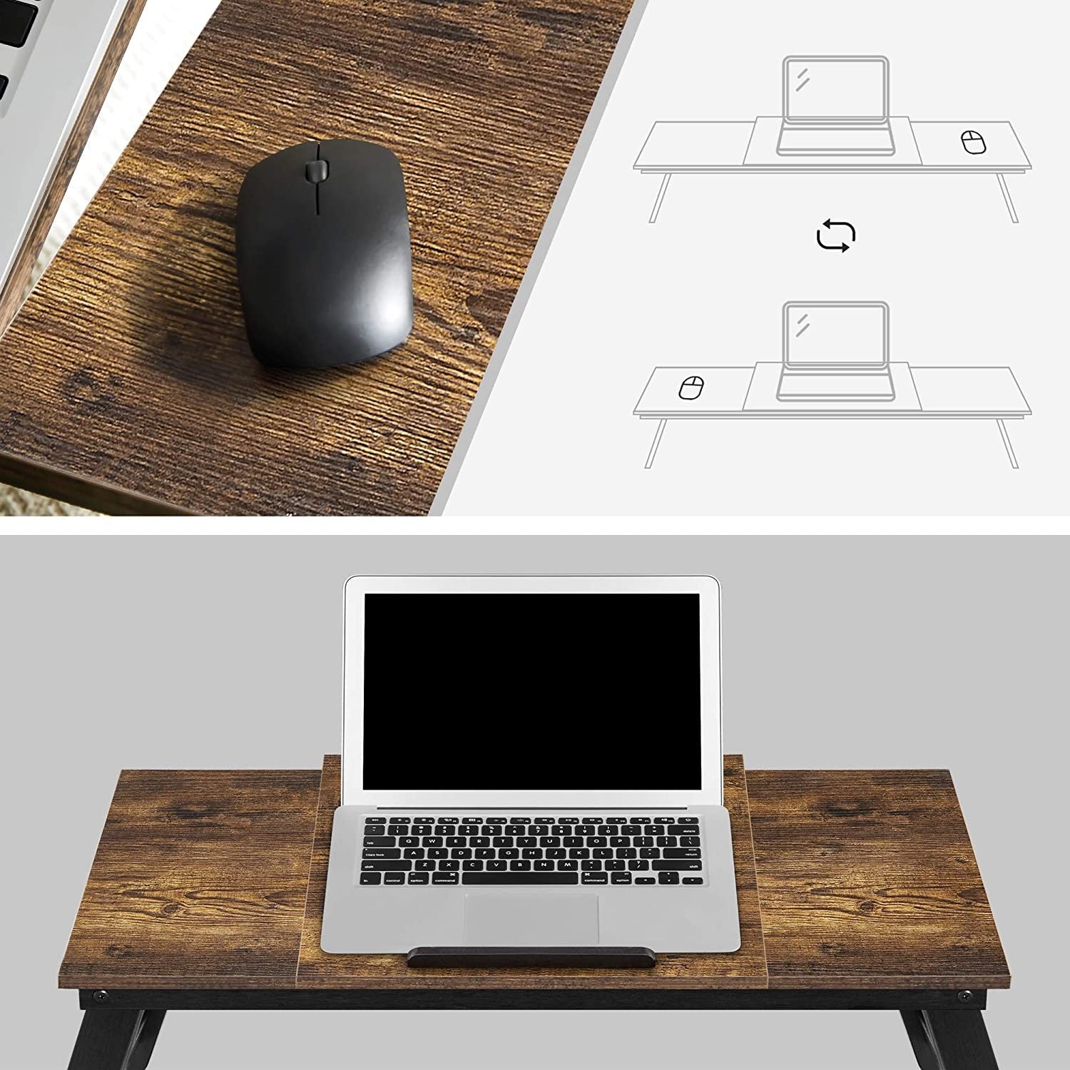 Laptop asztal, rusztikus barna 71x35cm-6