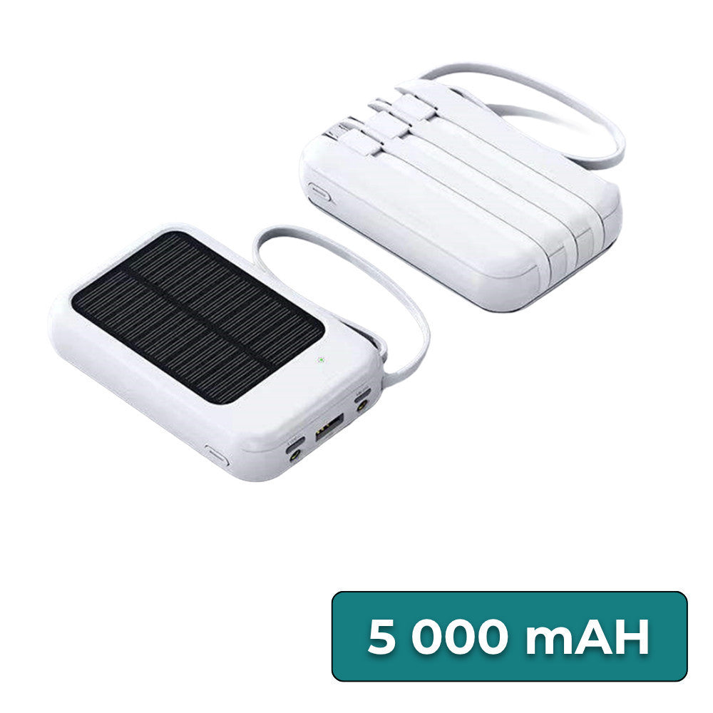 Powerbank napelemmel 4 töltőkábellel 5000mAH-0