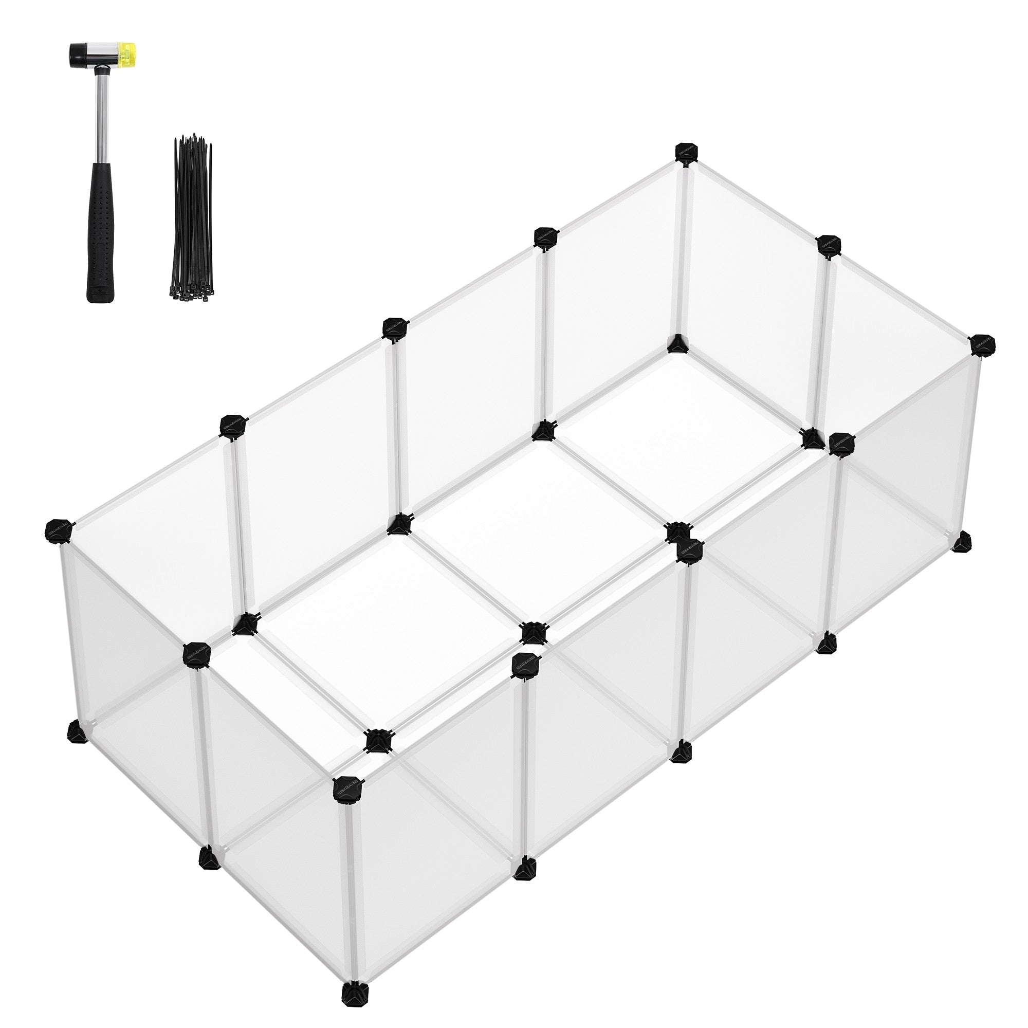 Ketrec háziállatoknak műanyag átlátszó elemekkel, fehér 125x63x42cm-4