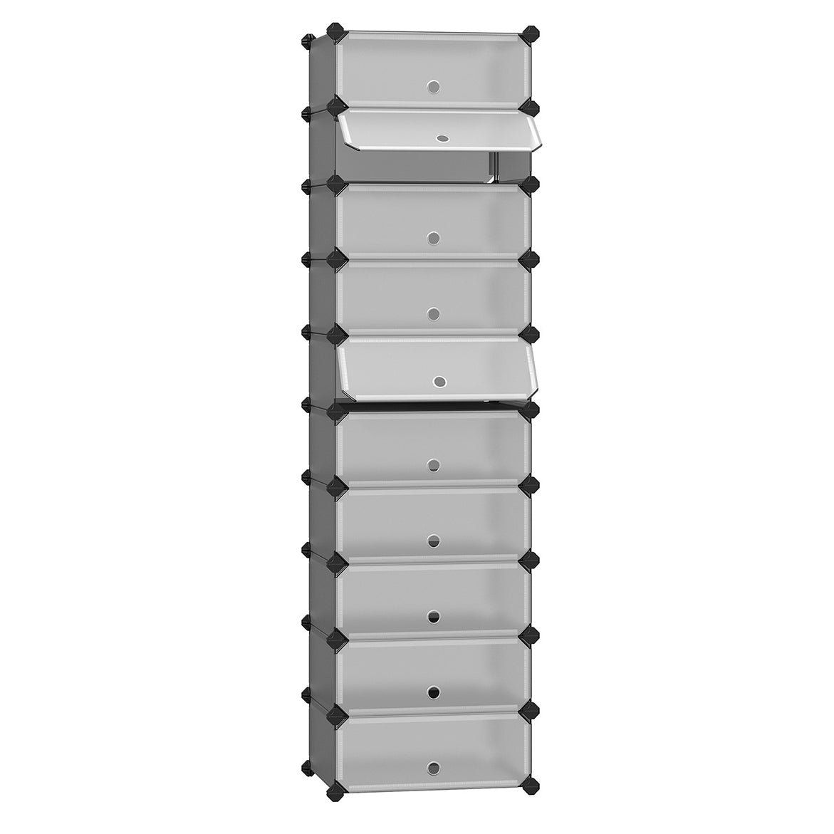 Cipőtároló doboz 10 db moduláris tárolódoboz, szürke 43x31x173cm-0