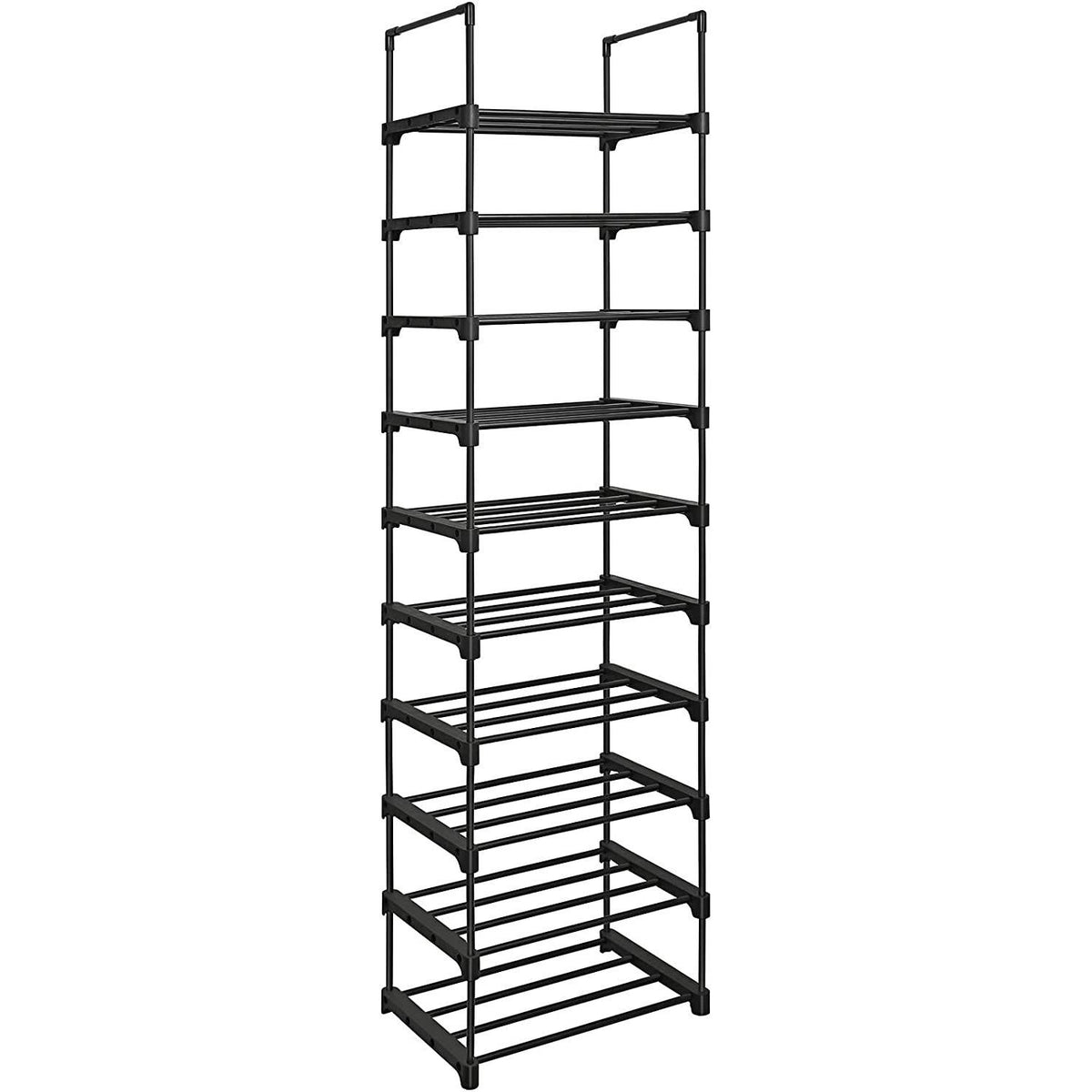 Cipőtartó polc 10 szintes fém vázzal, fekete 45x30x174cm-0