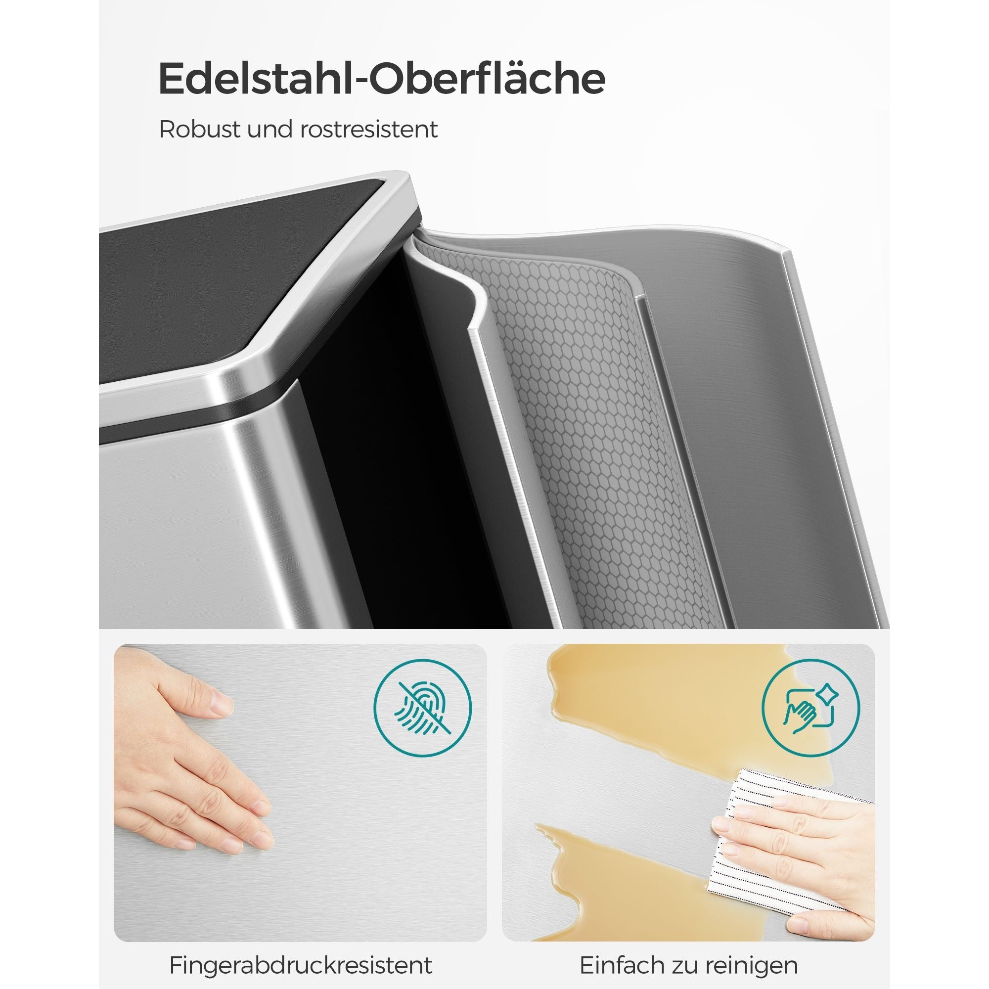 Szelektív szemeteskuka 2x30L, ezüst-3