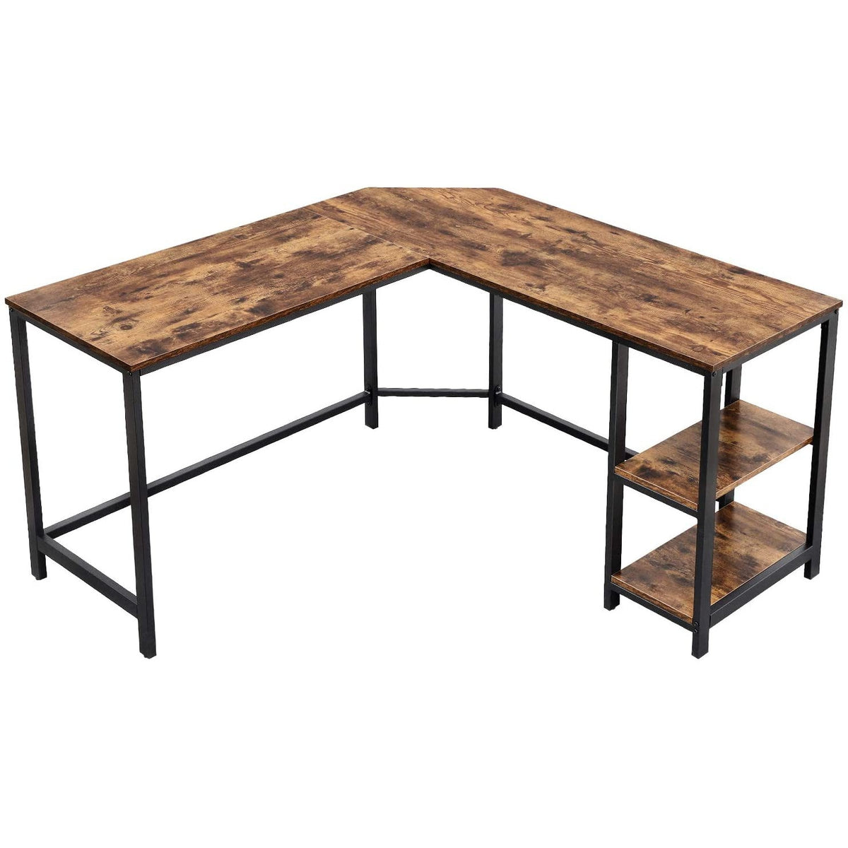 Sarok íróasztal polcokkal, rusztikus barna 138x138x76cm-1