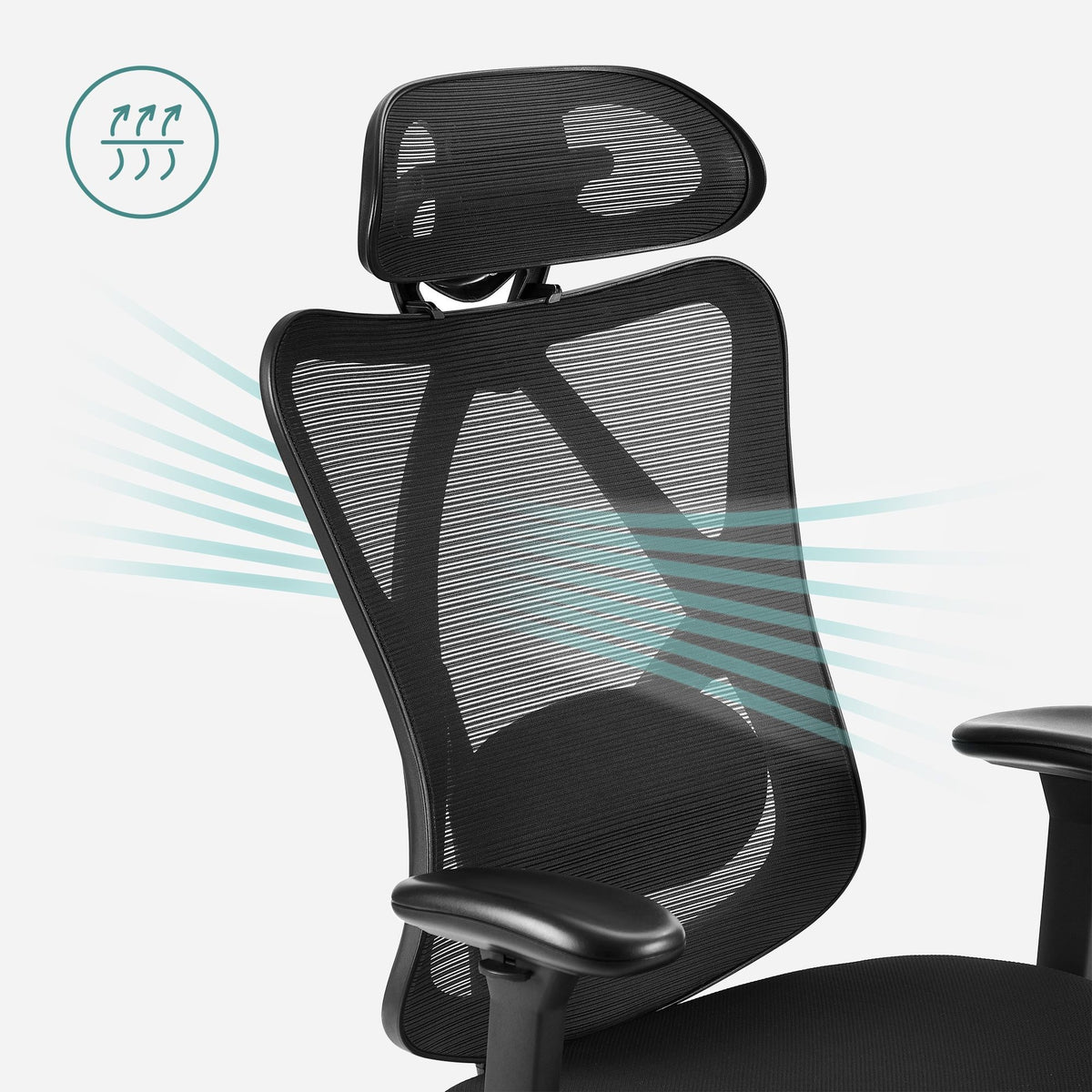 Irodai ergonomikus szék, állítható deréktámasszal és fejtámlával, fekete-5