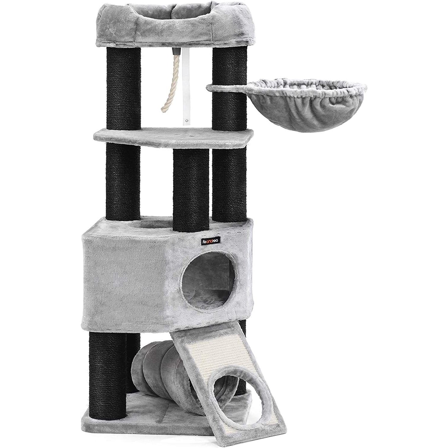 Macska kaparófa macskaházzal, szürke 50x50x141cm-0