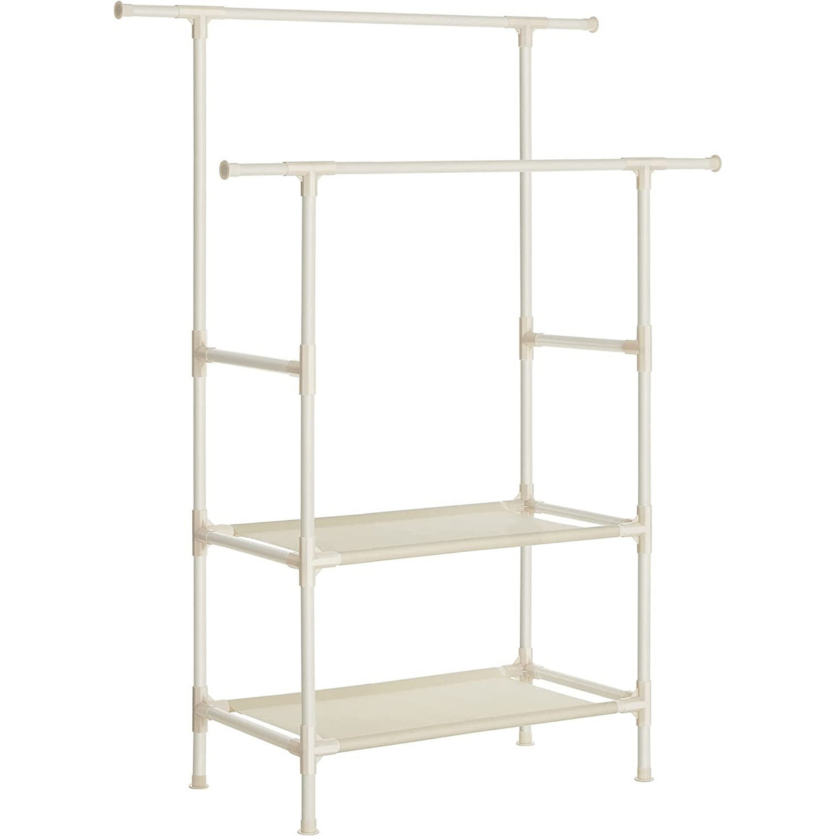 Ruhaállvány két akasztóval és kétpolccal fehér 114x45x114cm-1