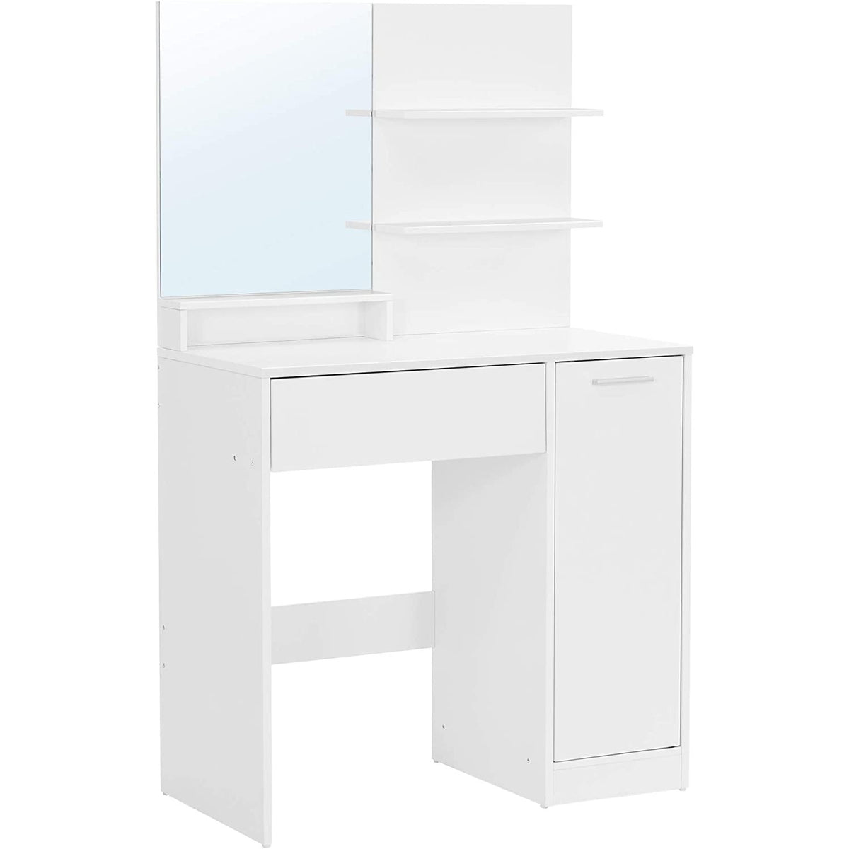 Fésülködőasztal, sminkasztal tükörrel fiókokkal, fehér 80x40x132cm-0