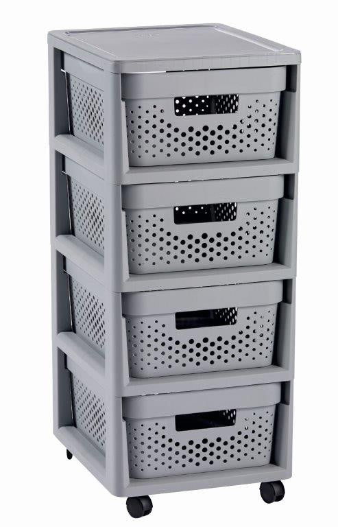 Curver Infinity Dots 4x11L fiókos polc, világos szürke-0