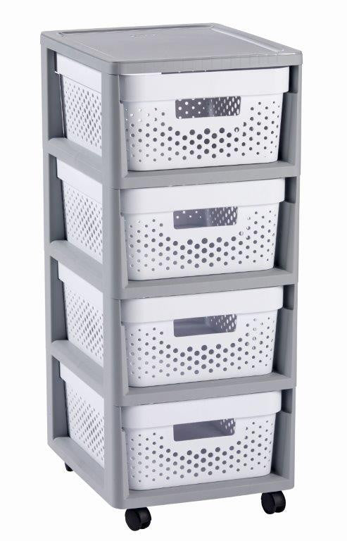 Curver Infinity Dots 4x11L fiókos polc, fehér-szürke-0