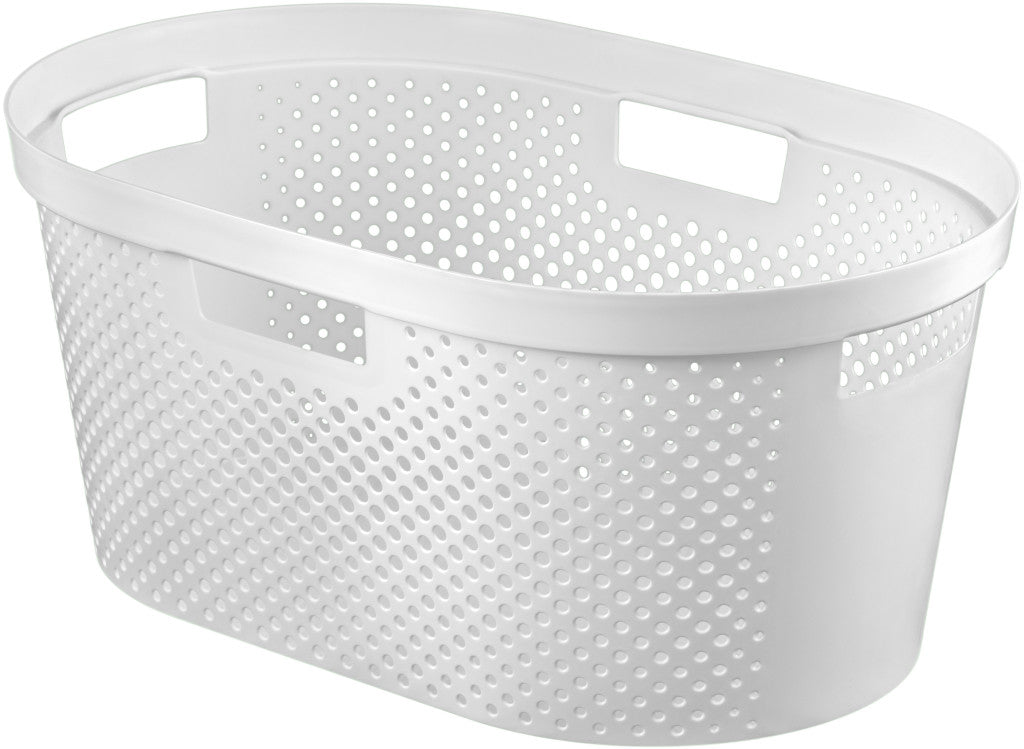 Curver Infinity Dots 40 literes tisztaruha kosár, fehér-0