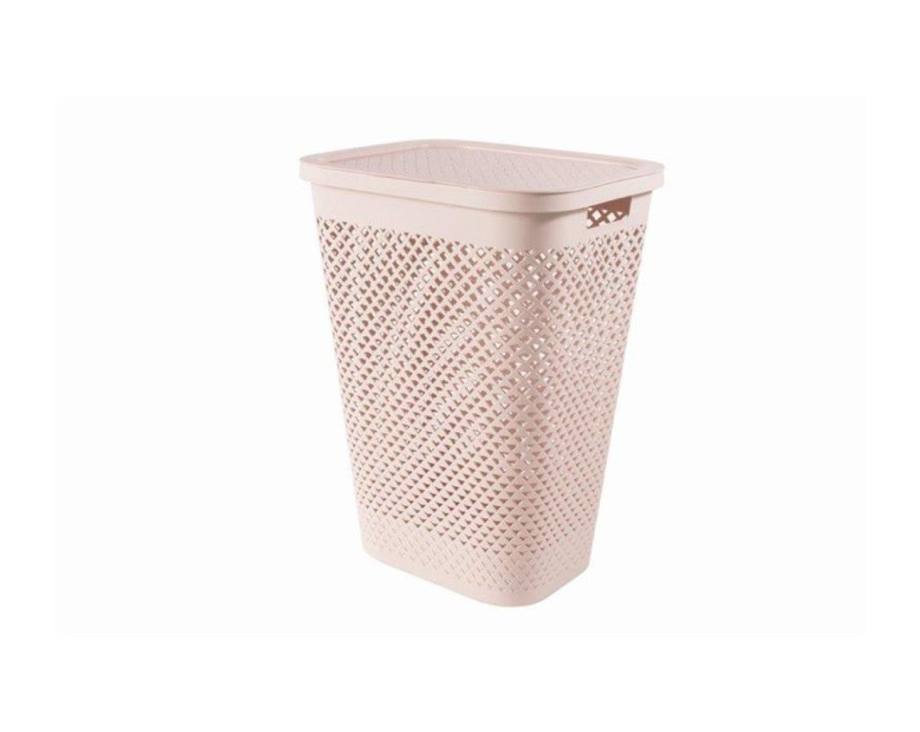 Curver Pure 55 l rózsaszín szennyestartó fedéllel-0