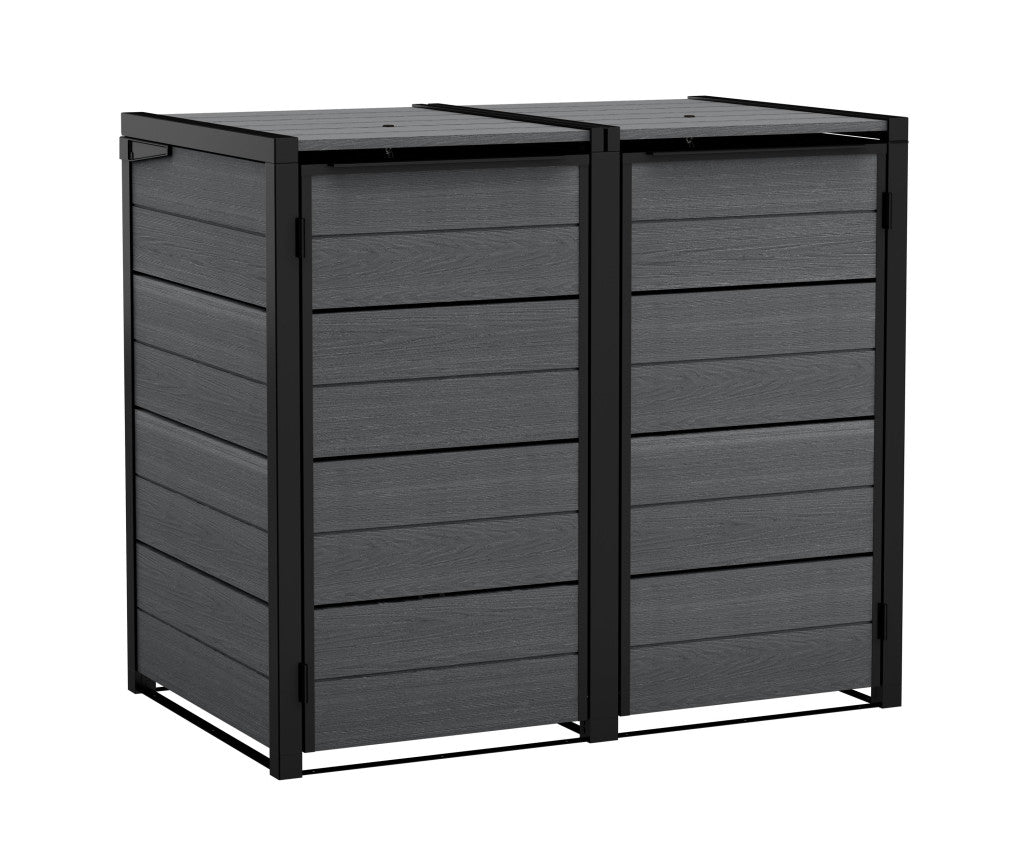 Kerti tároló Keter Hide Away 2x 240 l-es kukákhoz, szürke