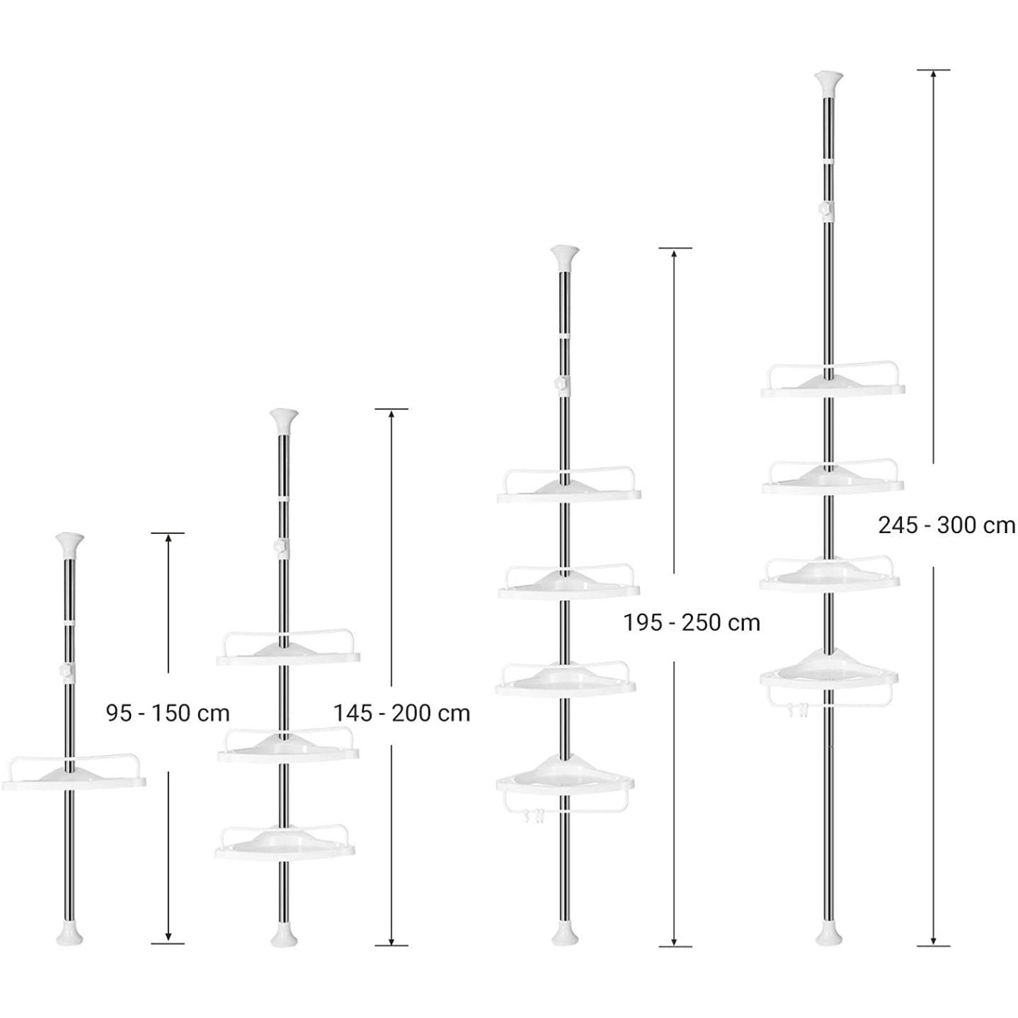 Fürdőszoba sarokpolc állítható, fehér 95x300cm-2