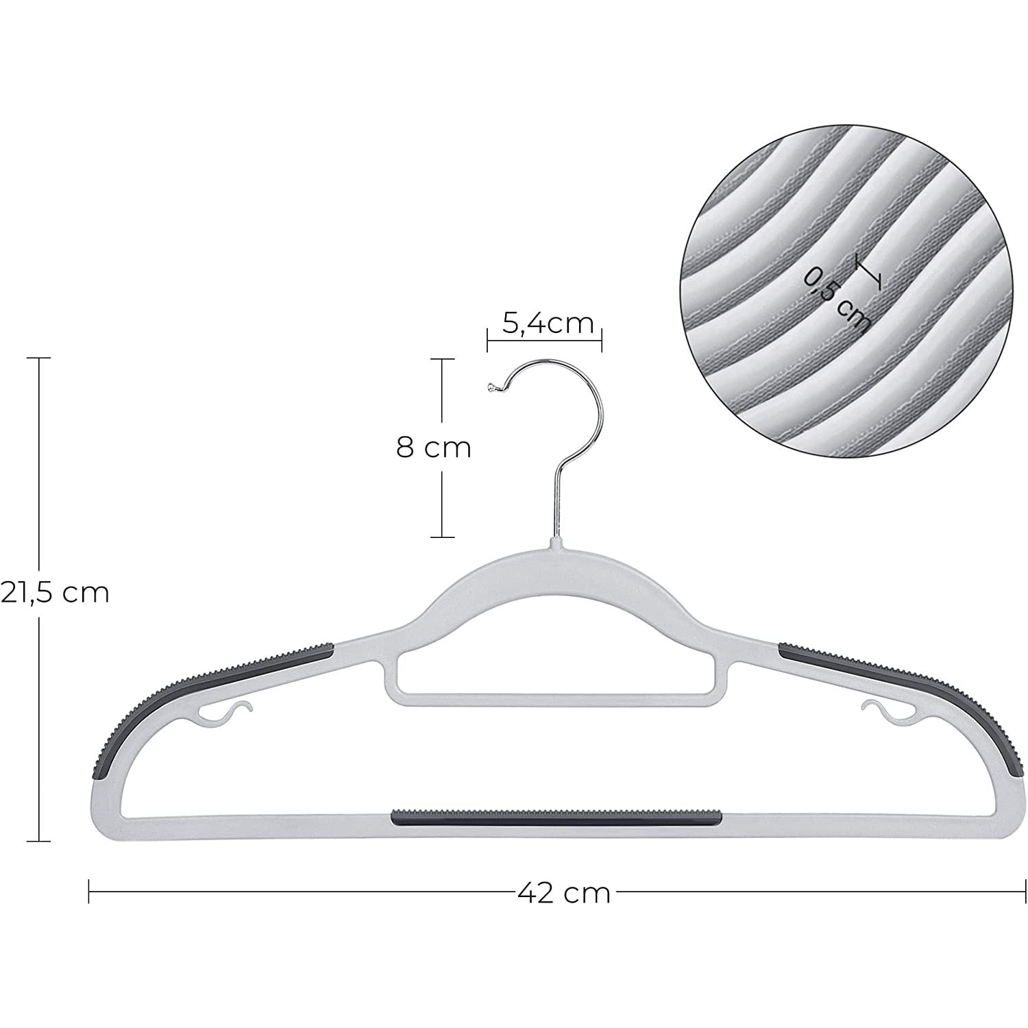 Műanyag ruhafugas 30 db, csúszásmentes 
 felület szürke-2