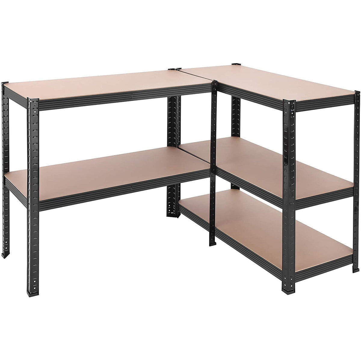 Polcos állvány, 175kg polconkénti teherbírással, fekete, barna 180x90x40cm-5