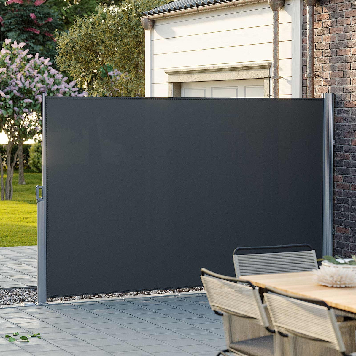 Oldalsó terasznapellenző, belátásgátló, szürke, 280 g/m² 200 x 400 cm-2