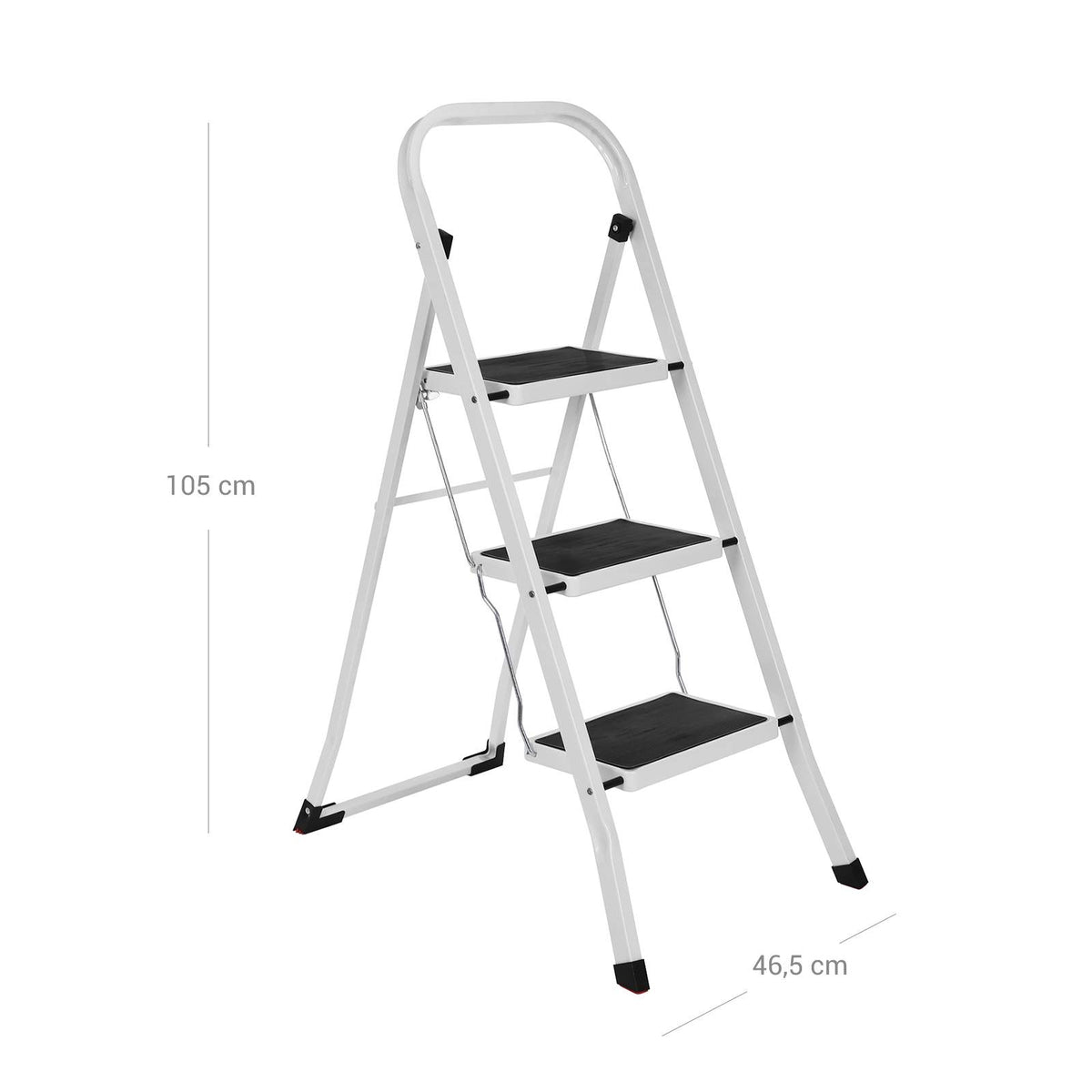 Háztartási létra 3 lépcsőfokkal, fehér-5