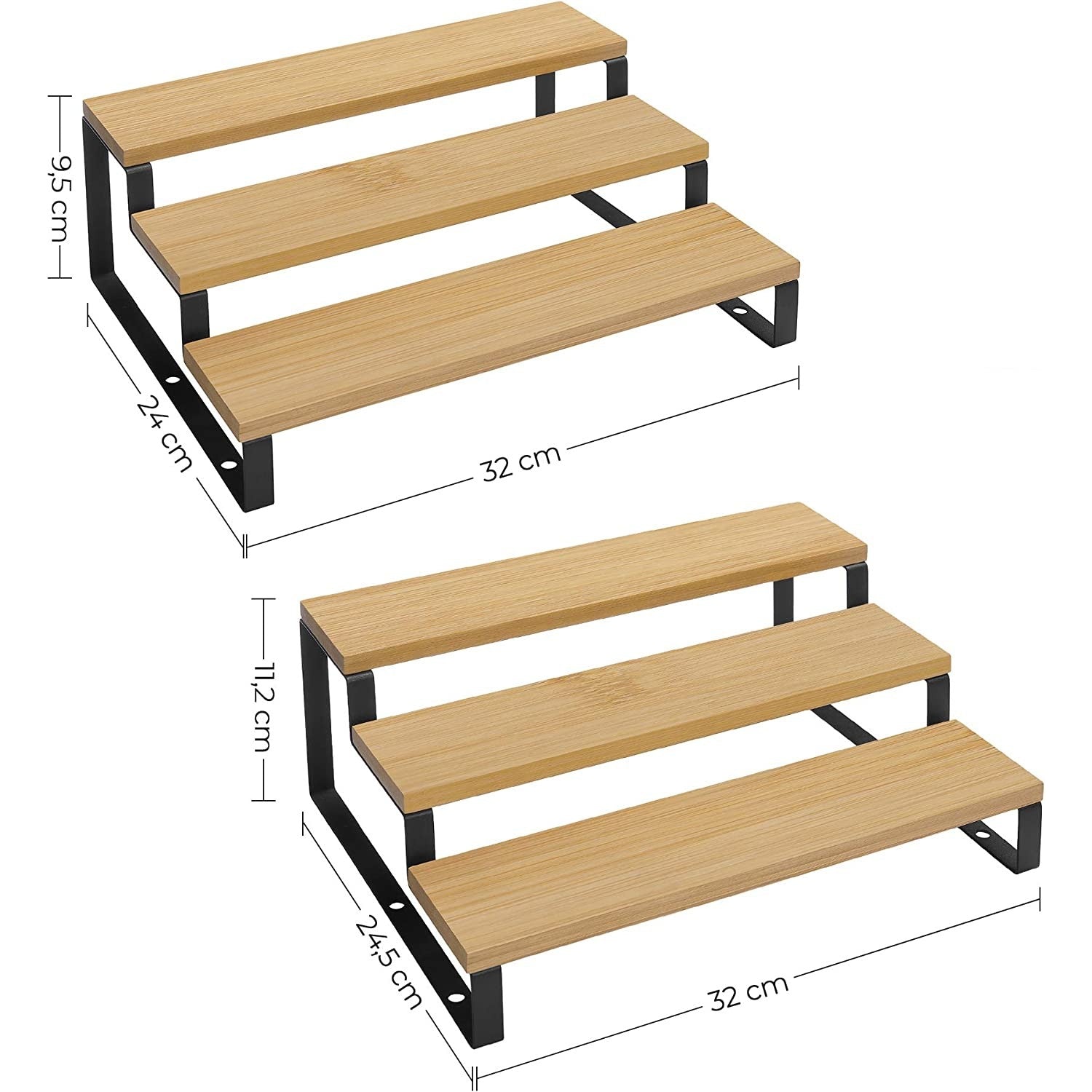 Bambusz fűszertartó 2 darabos szett, 3 szint, fekete 32x24x11/9cm-2
