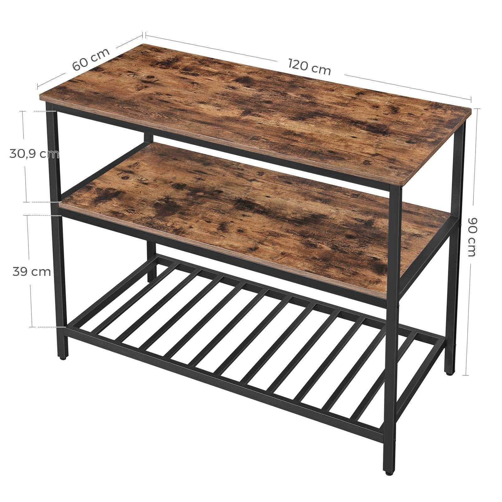 Konyhai polc, konyhasziget polcokkal, rusztikus barna 120x60x90cm-2