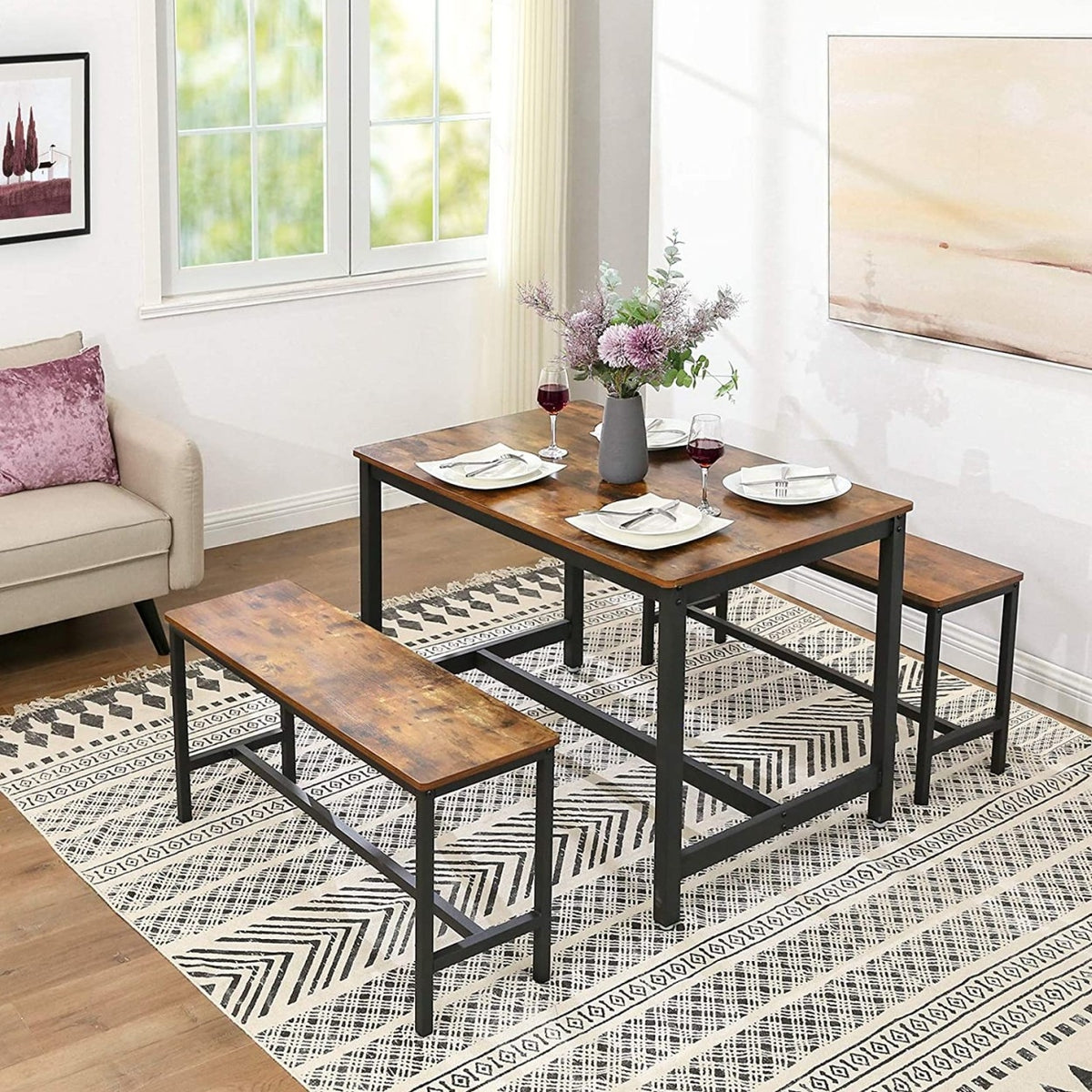 Konyhai ülőpad 2db, rusztikus barna 108x33x50cm-1