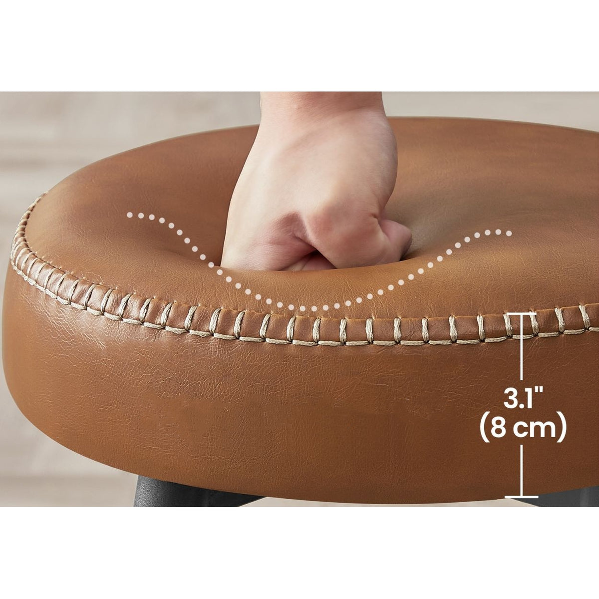 ECHO Bárszék 2 db, varrott műbőr borítás, barna, 63 cm magas-6