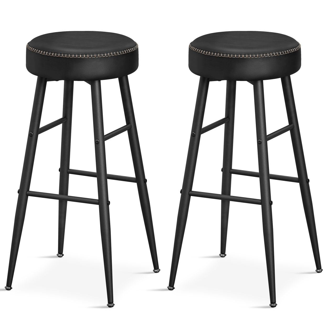 ECHO Bárszék 2 db, varrott műbőr borítás, fekete, 76 cm magas-9