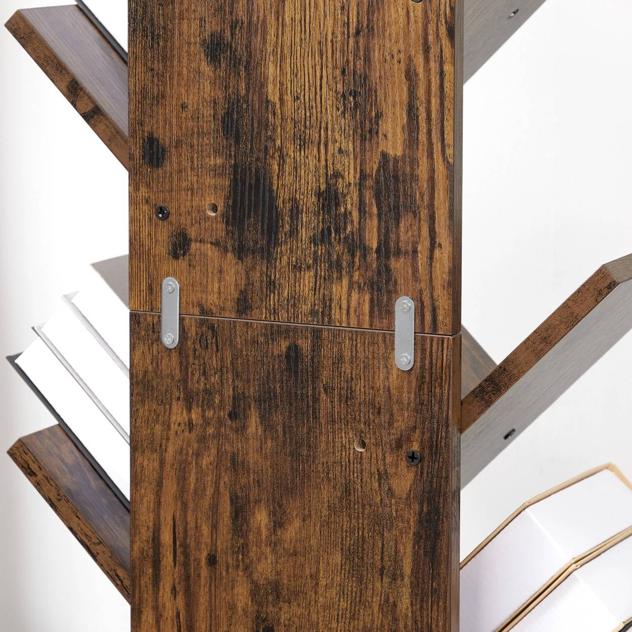 Könyvespolc, állópolc, rusztikus barna 50x25x141cm-4