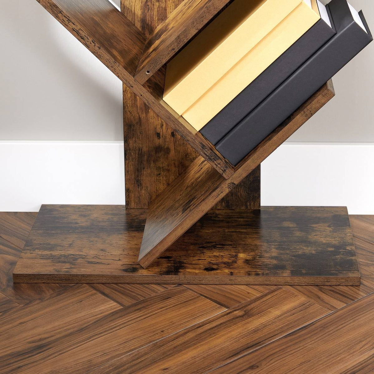 Könyvespolc, állópolc, rusztikus barna 50x25x141cm-8
