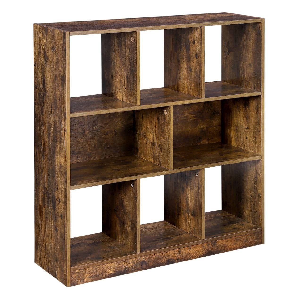 Könyvespolc, tárolópolc, rusztikus barna 100x97x30cm-1