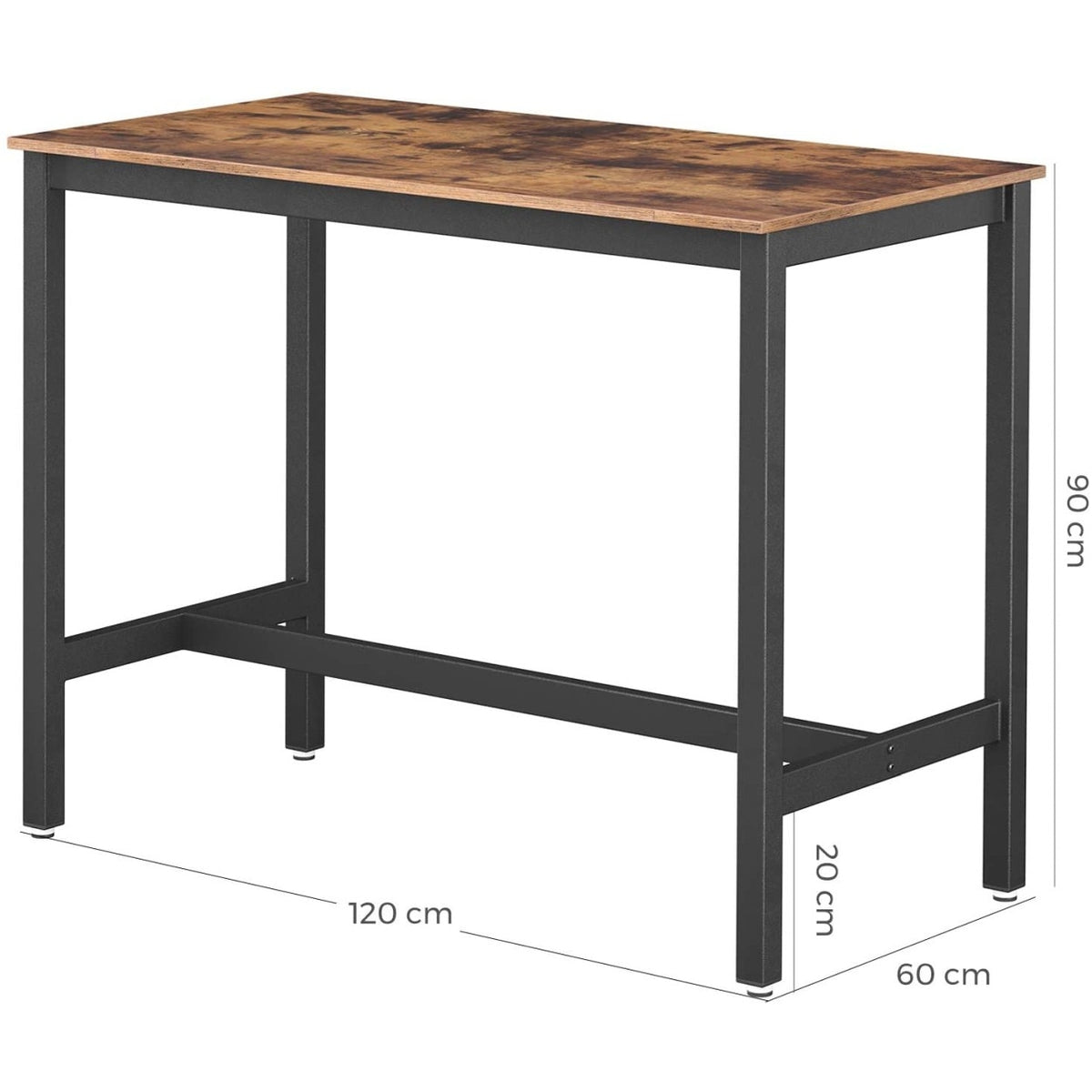 Konyhai bárasztal, rusztikus barna 120x60x90cm-2