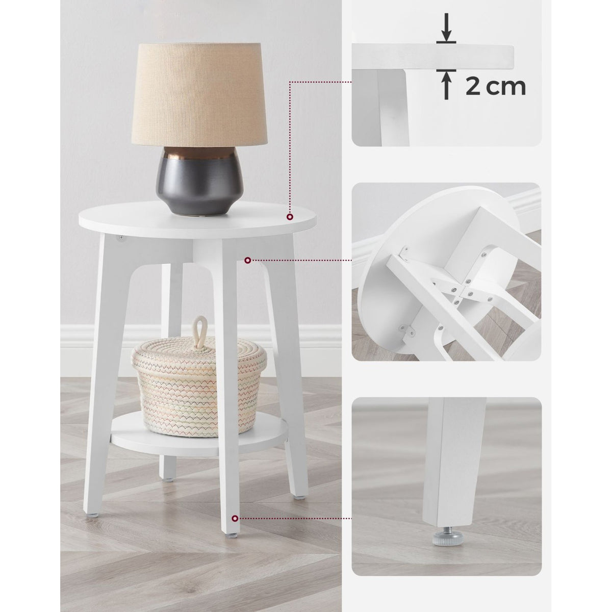 Lerakó asztal, fehér, 50 cm magas 40 cm átmérő-6