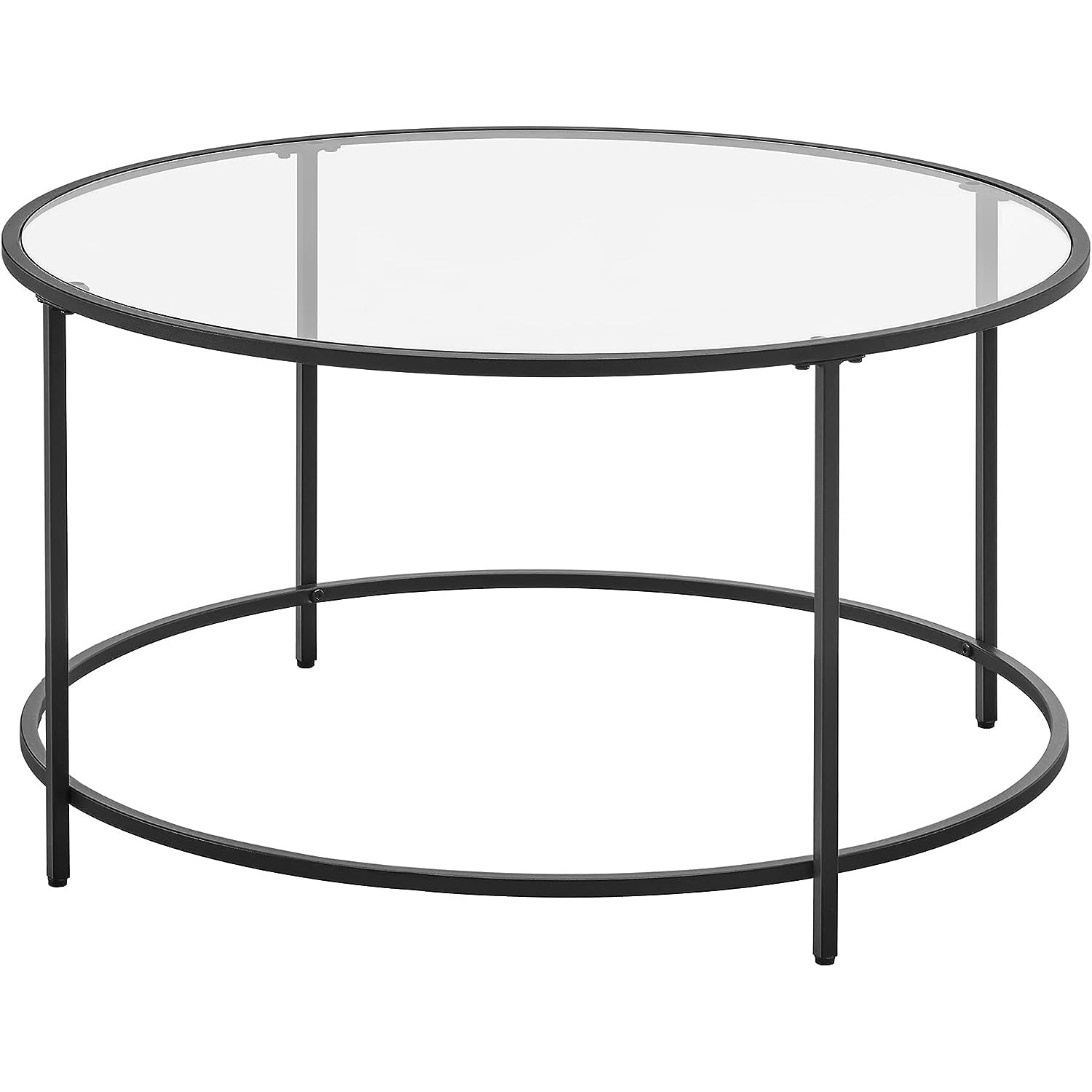 Kerek dohányzóasztal üveglappal, fekete 84x84x45cm-0