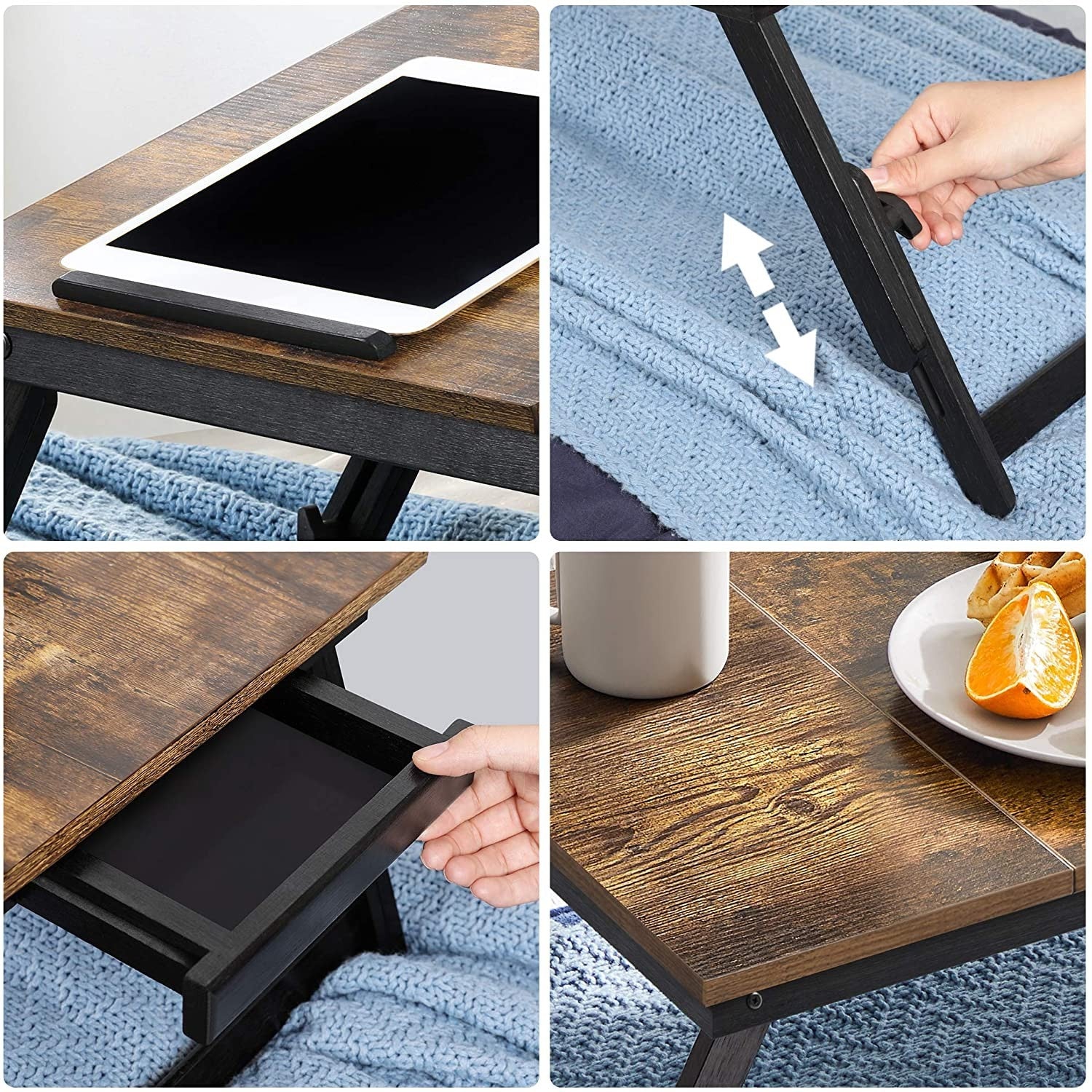 Laptop asztal, rusztikus barna 71x35cm-7