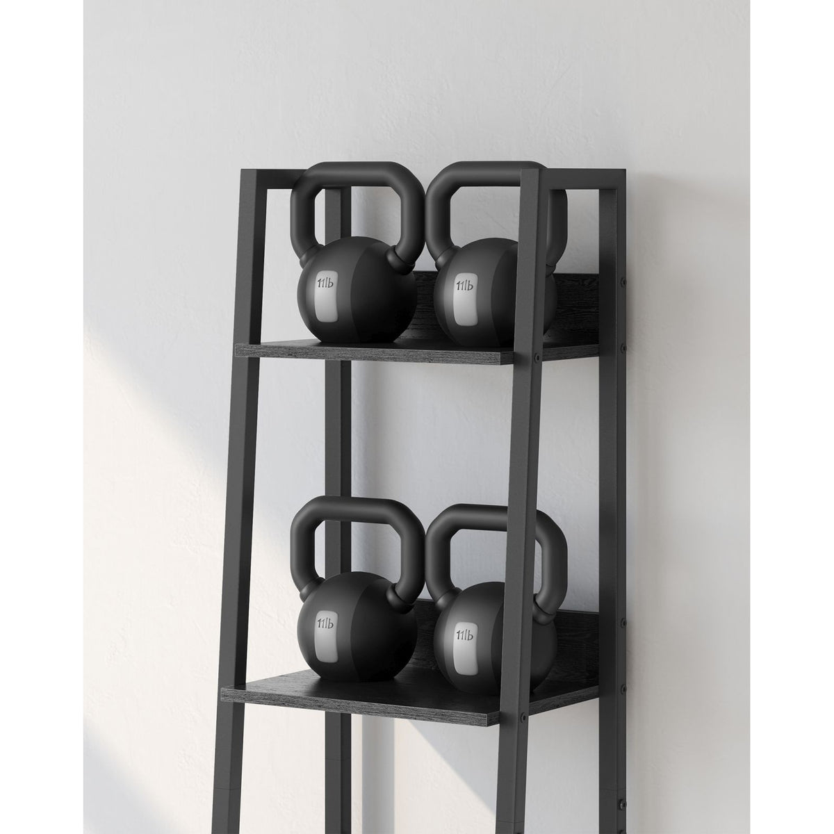 Létra polc, keskeny 5 szintes könyvespolc, fekete 30x34x170cm-9
