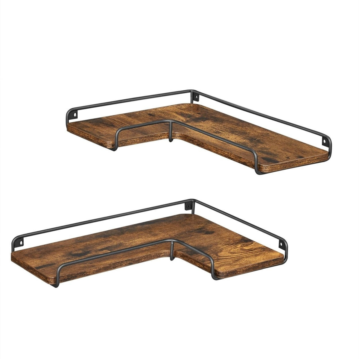 2 darabos sarok fali polc, rusztikus barna 40x29x4cm-0