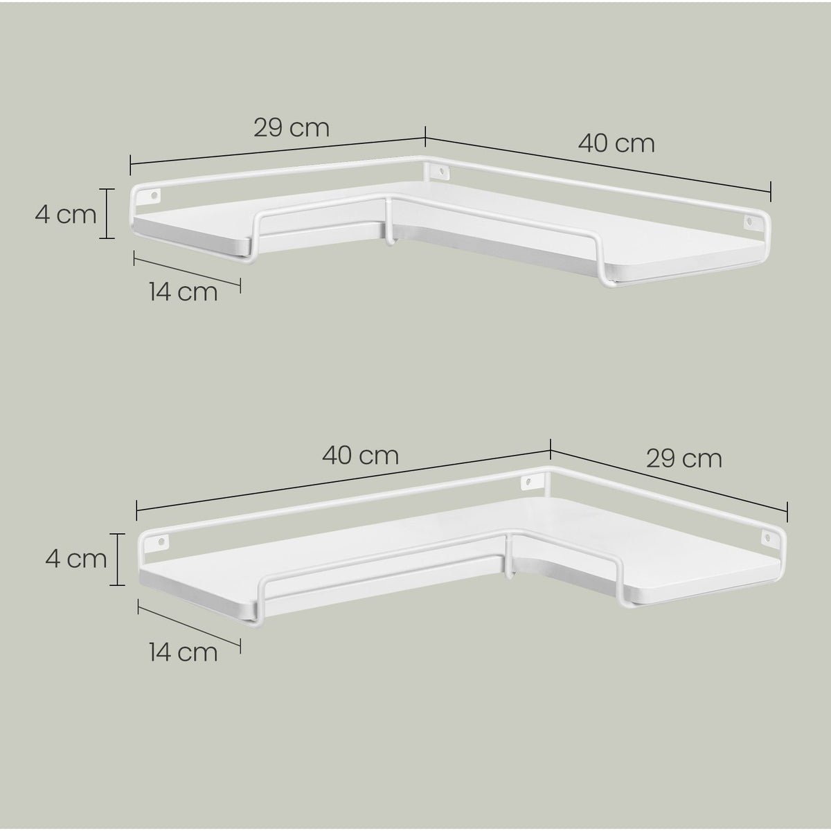 2 darabos sarok fali polc, fehér 40x29x4cm-2