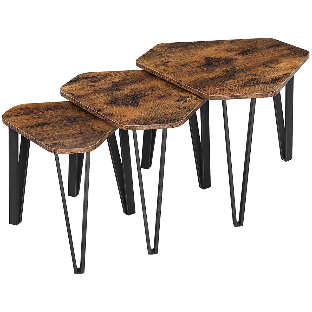 3 darabos doháznyzóasztal szett, rusztikus barna 58x58x45cm-0